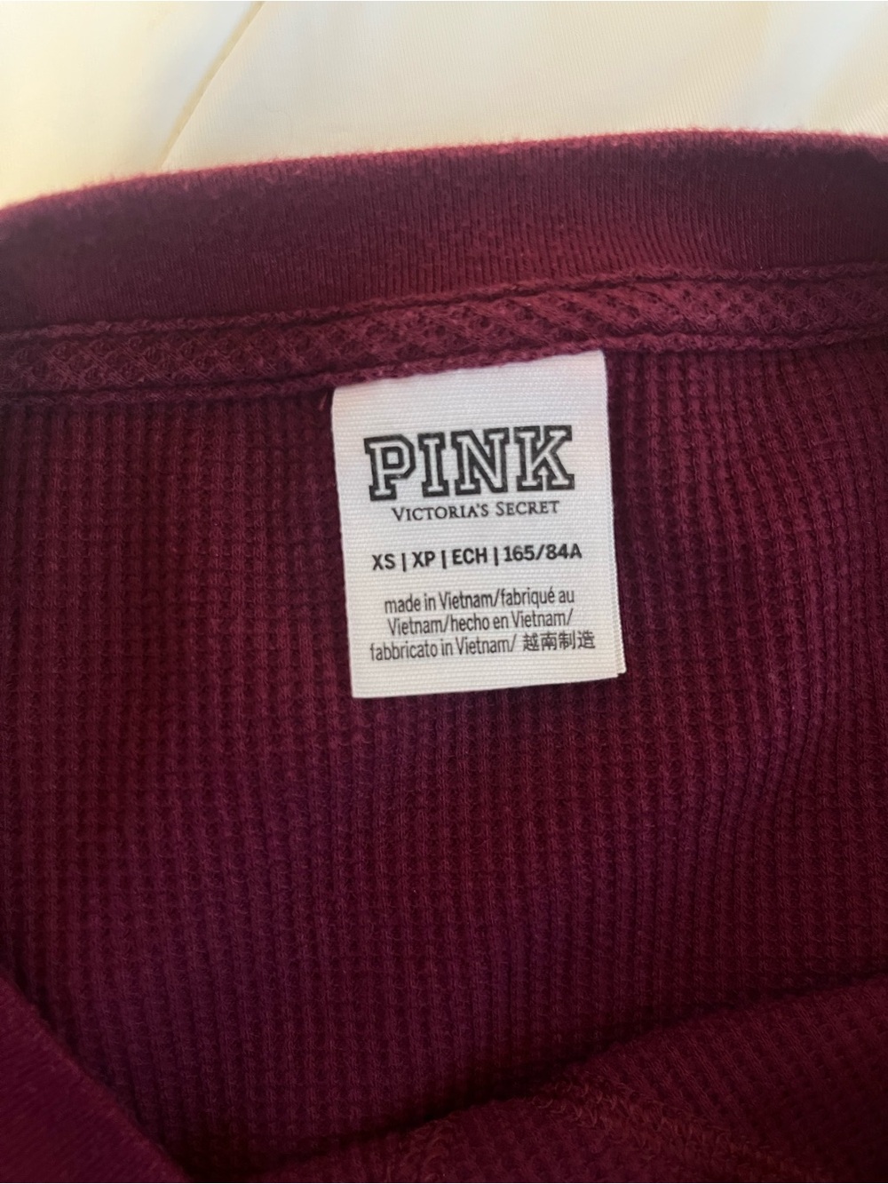 PINK Victoria's Secret Maroon Waffle-Knit Crop Top - Picture 4 of 4